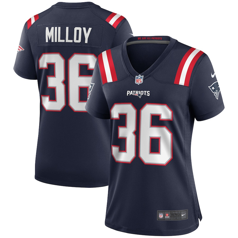 Lawyer Milloy 36 New England Patriots Game Retired Navy NFL Jersey Women's