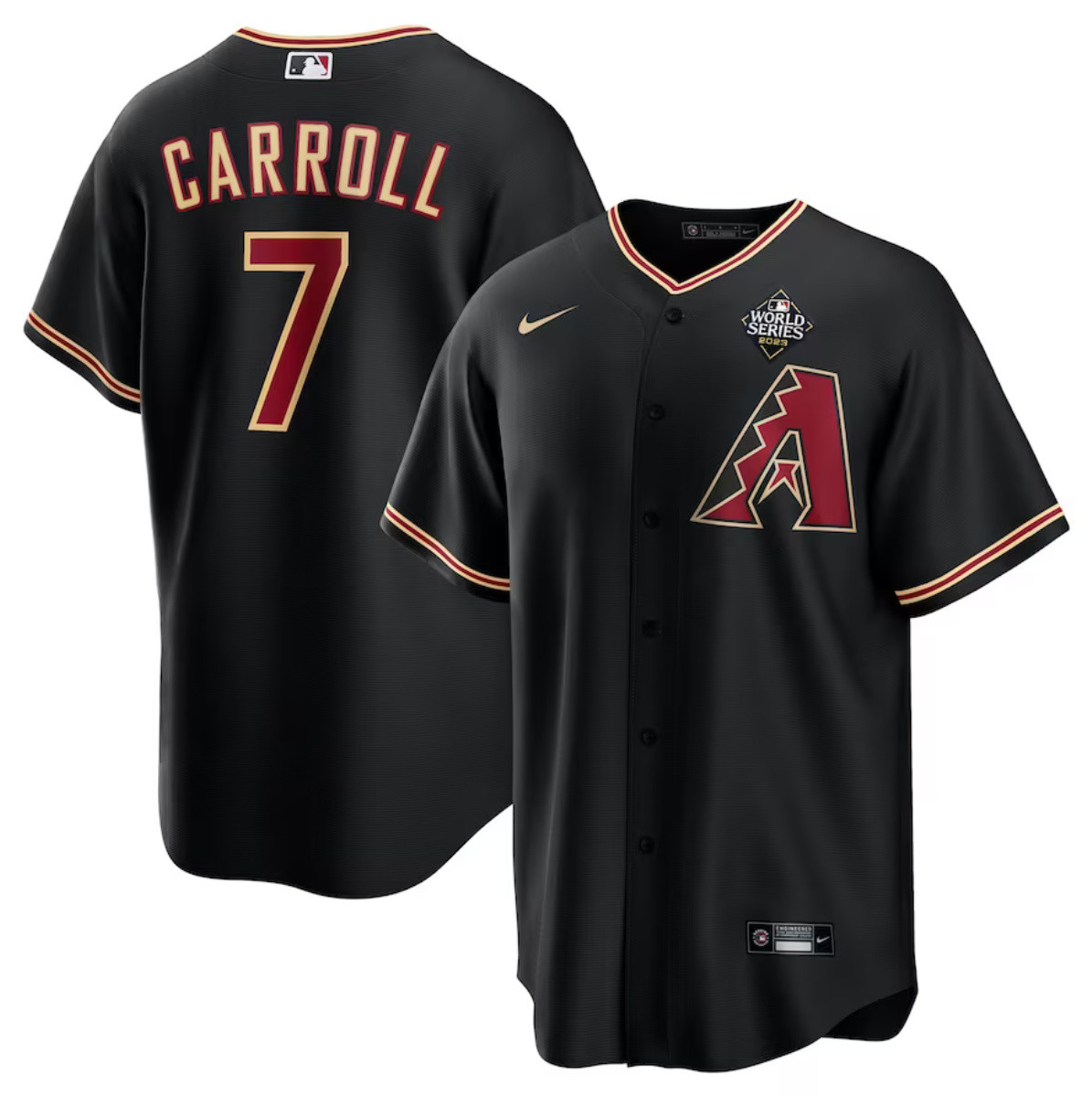 Corbin Carroll 7 Arizona Diamondbacks 2023 World Series Black MLB Jersey Men's