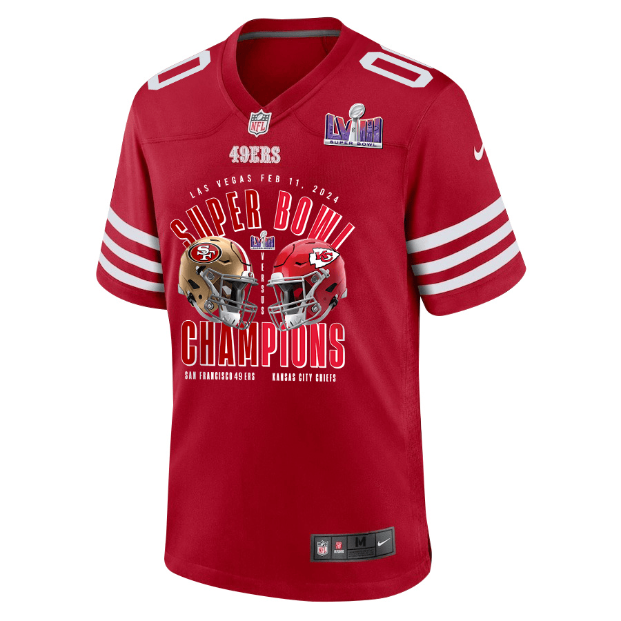 San Francisco 49ers vs. Kansas City Chiefs Super Bowl LVIII Matchup Game Custom Scarlet NFL Jersey Men's