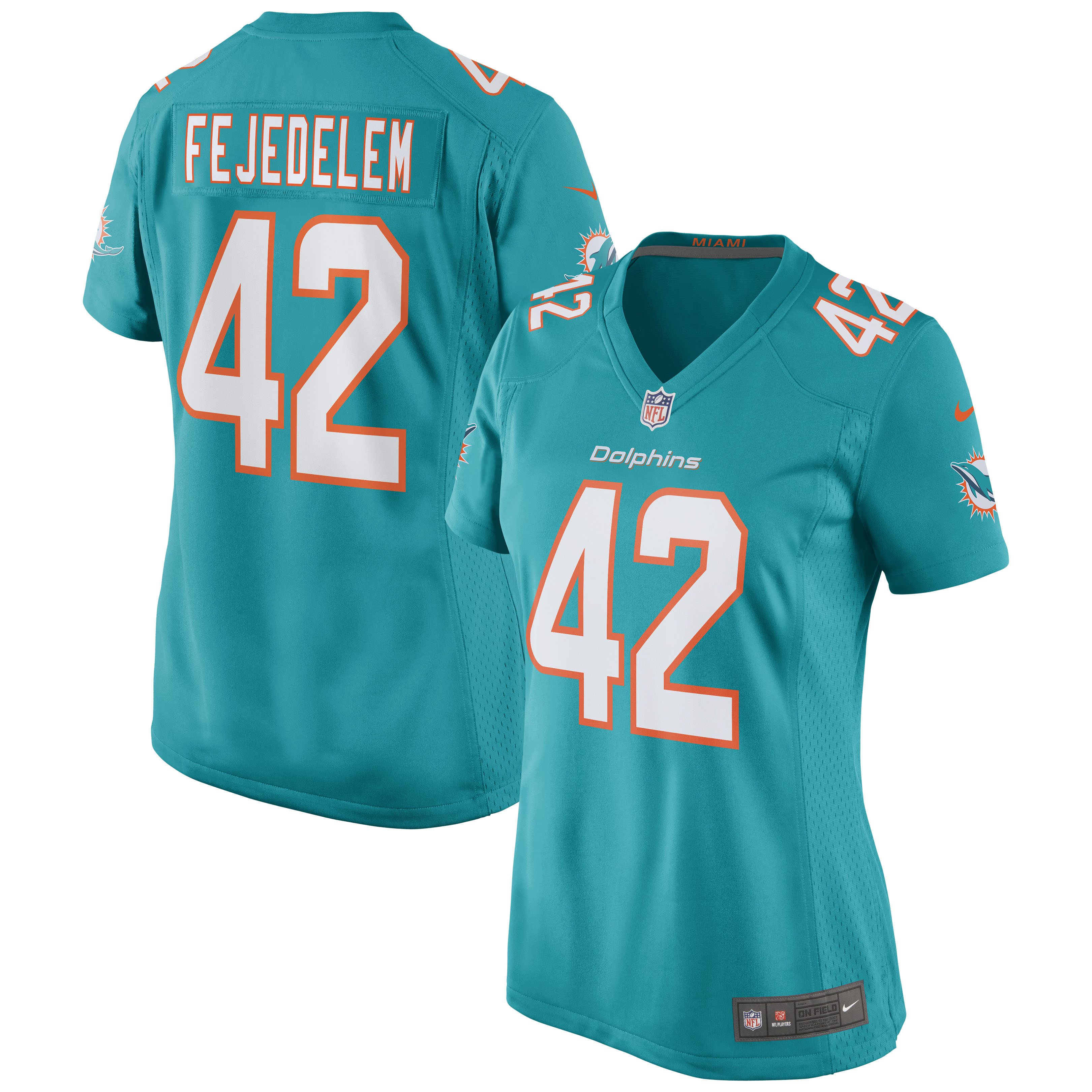 Miami Dolphins Clayton Fejedelem Aqua Game NFL Jersey Women's