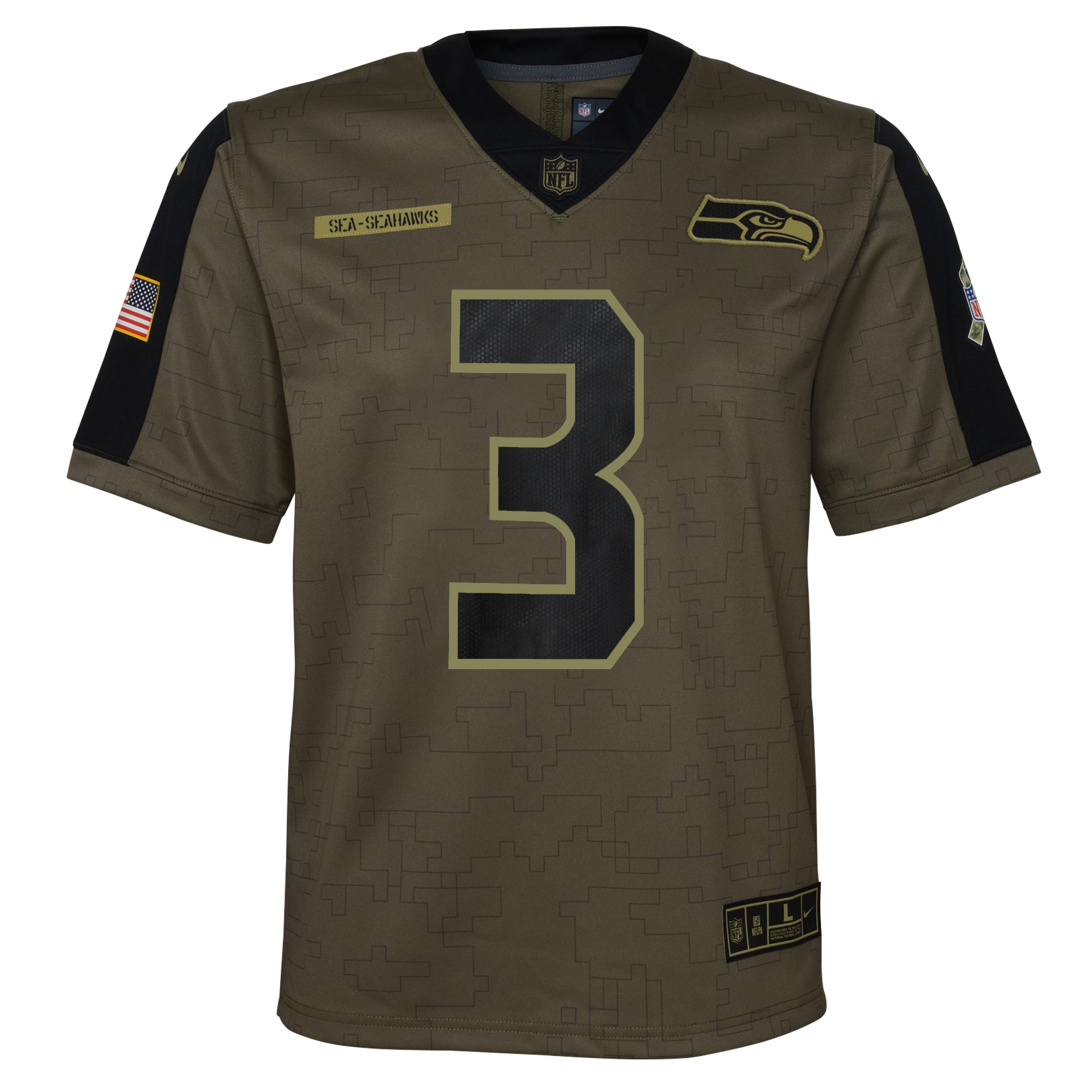 Dallas Seattle Seahawks Russell Wilson Olive Salute To Service Game NFL Jersey Youth