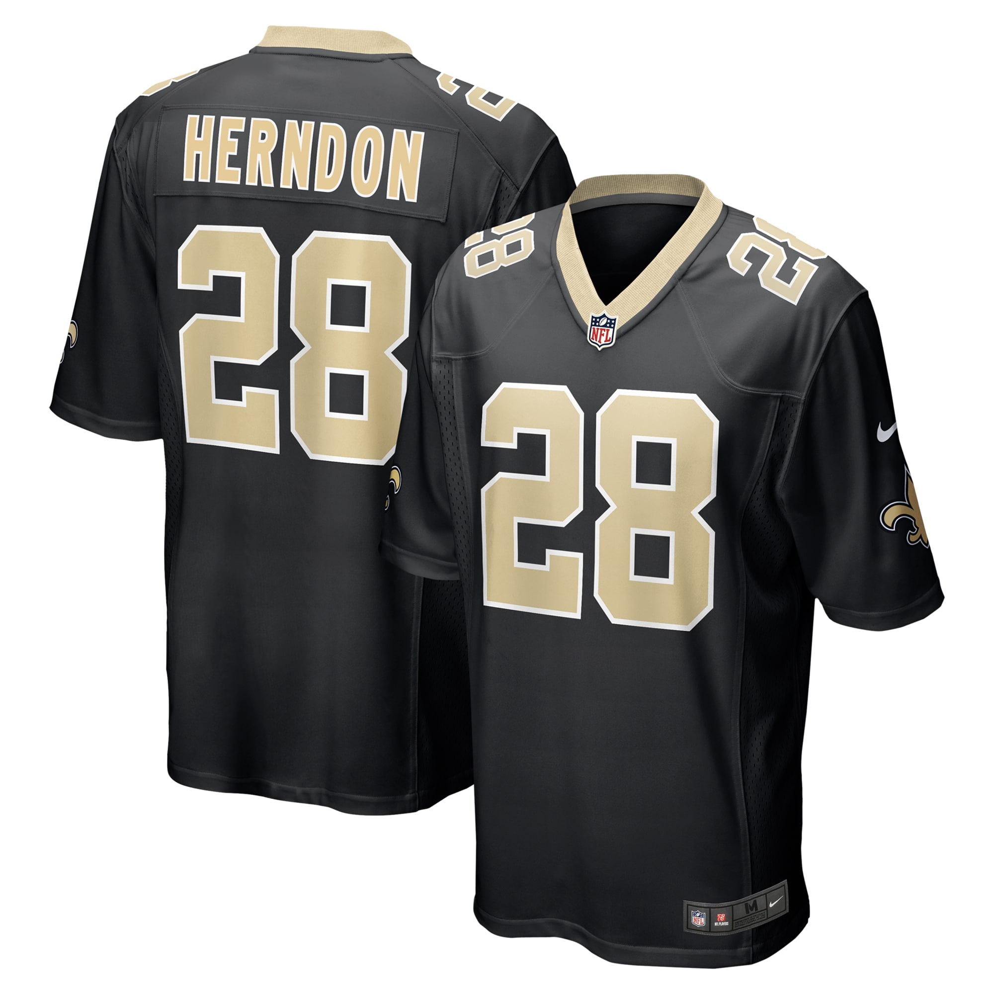 New Orleans Saints Tre Herndon Black Game NFL Jersey Men's