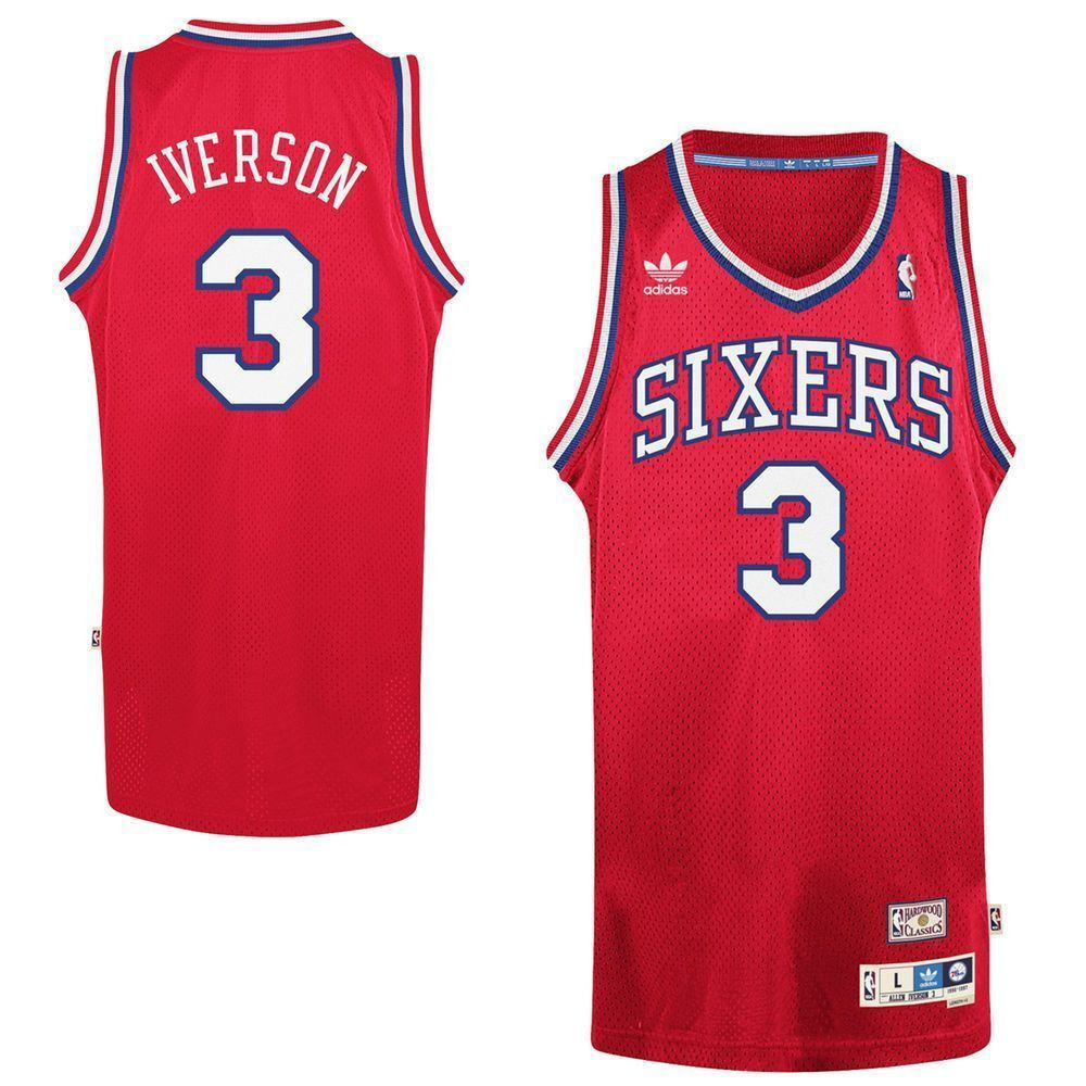 Allen Iverson Philadelphia 76ers Red Hardwood Classics Swingman NBA Jersey Men's