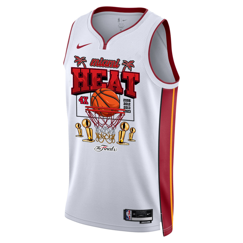 Miami Heat 4th Champions Red Hot Redemption 2023 Swingman White NBA Jersey Men's