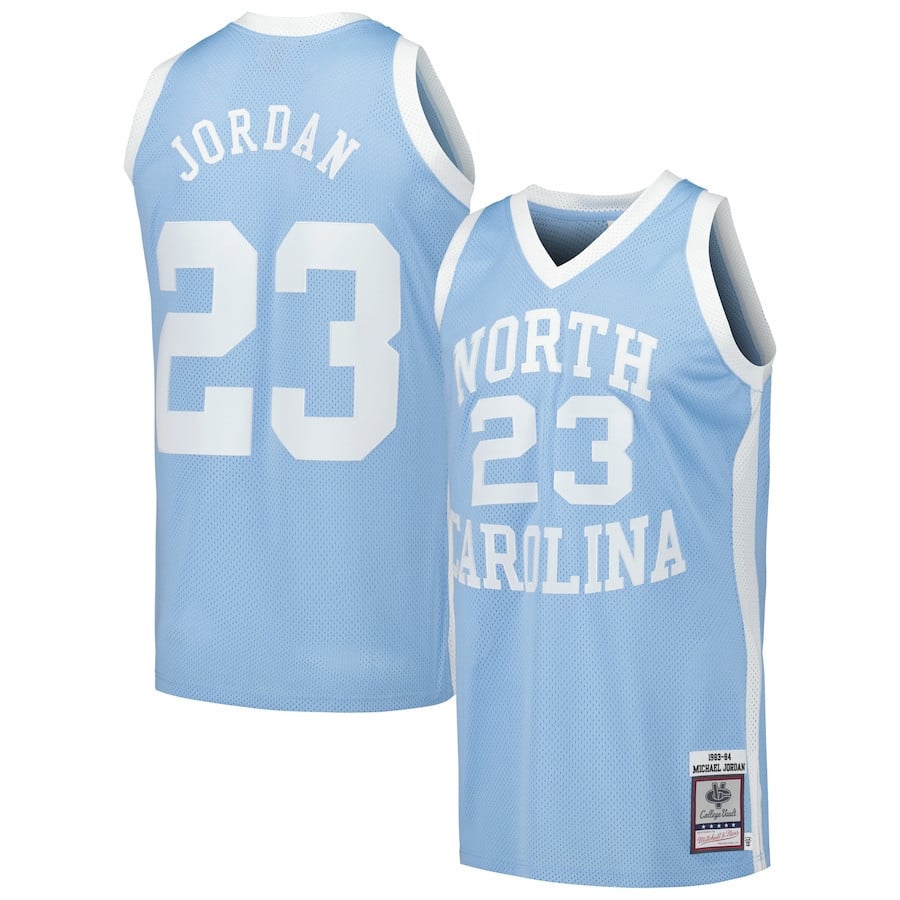 Michael Jordan 23 North Carolina Tar Heels Mitchell Ness 1983/84 Throwback College Carolina Blue NCAA Jersey Men's