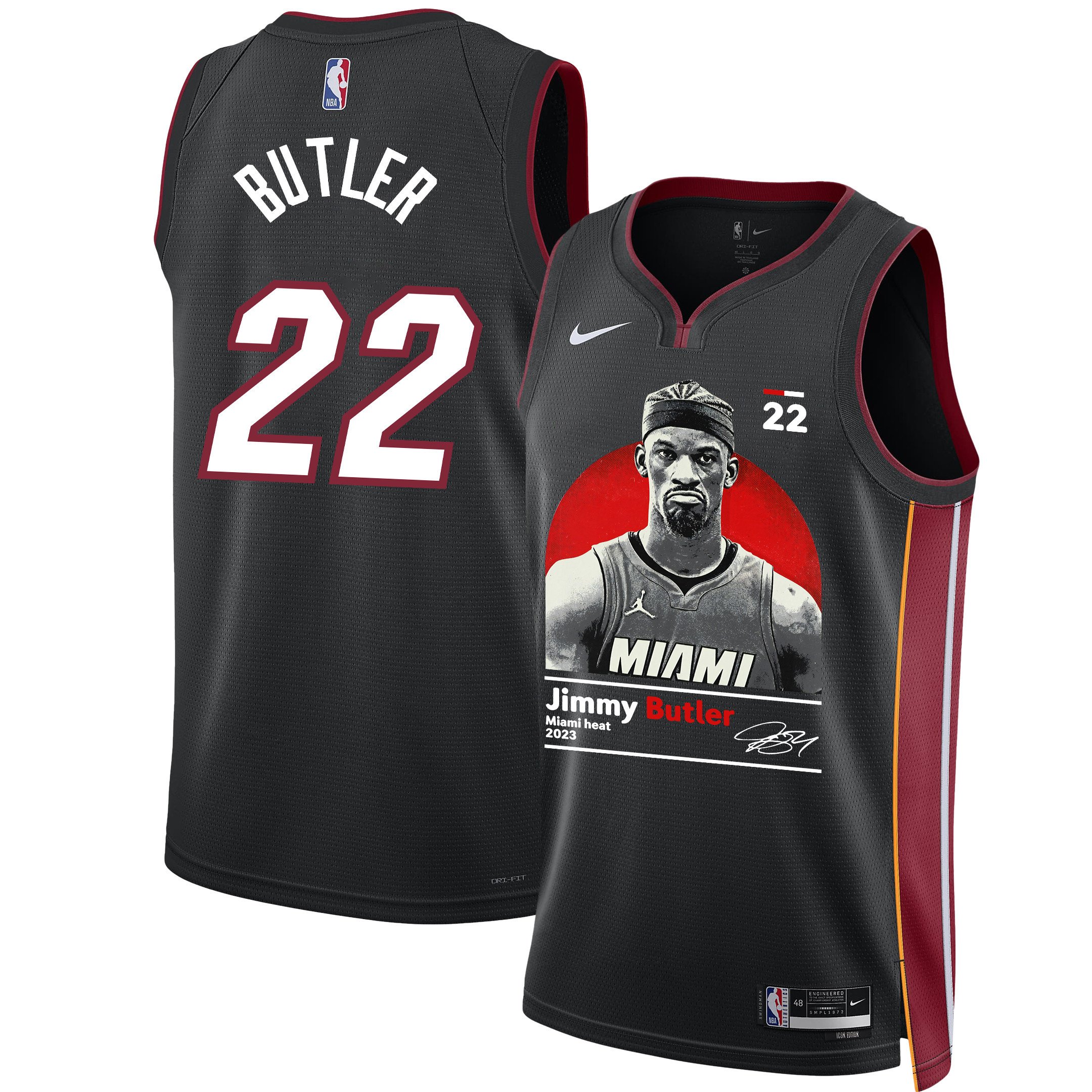 Jimmy Butler 22 Miami Heat Heart And Soul 2023 Champions Swingman Black NBA Jersey Men's