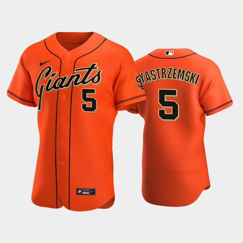 San Francisco Giants 5 Mike Yastrzemski Alternate Orange MLB Jersey Men's