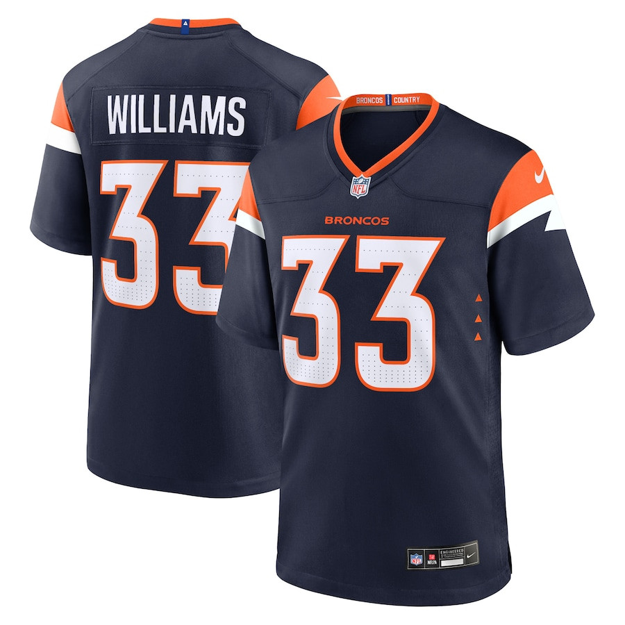 Javonte Williams 33 Denver Broncos Alternate Game Navy NFL Jersey Men's