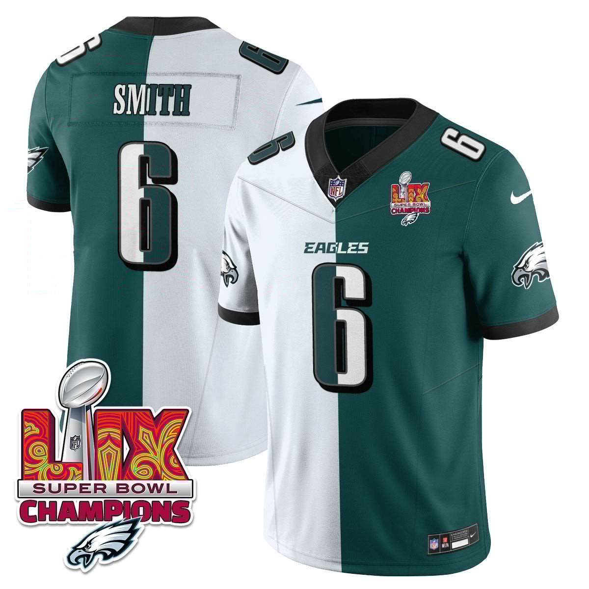 DeVonta Smith 6 Philadelphia Eagles Super Bowl LIX Champions Gold Vapor Limited Split NFL Jersey Men's