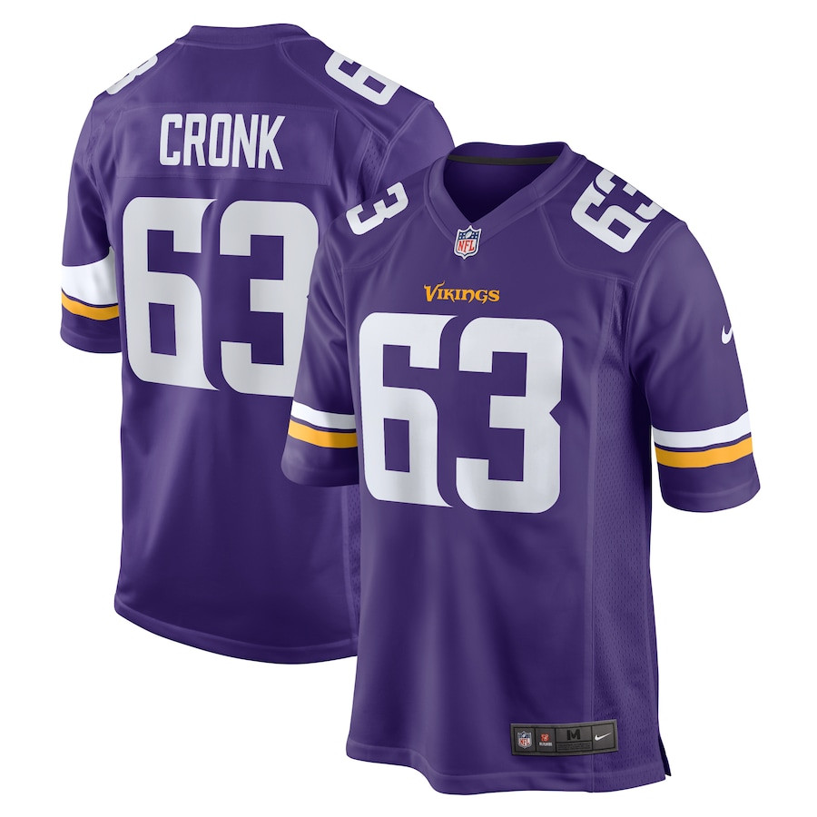 Coy Cronk 63 Minnesota Vikings Team Game Purple NFL Jersey Men's