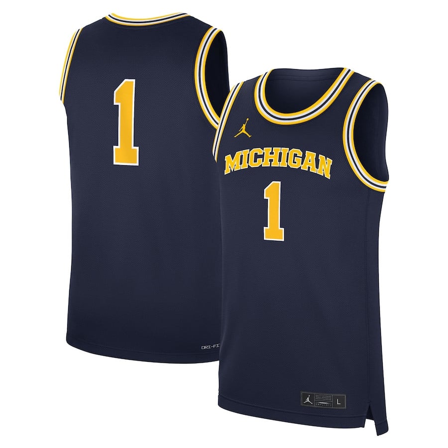Michigan Wolverines Road Navy NCAA Jersey Men's