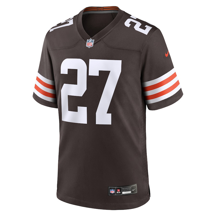 D'Onta Foreman 27 Cleveland Browns Team Game Brown NFL Jersey Men's