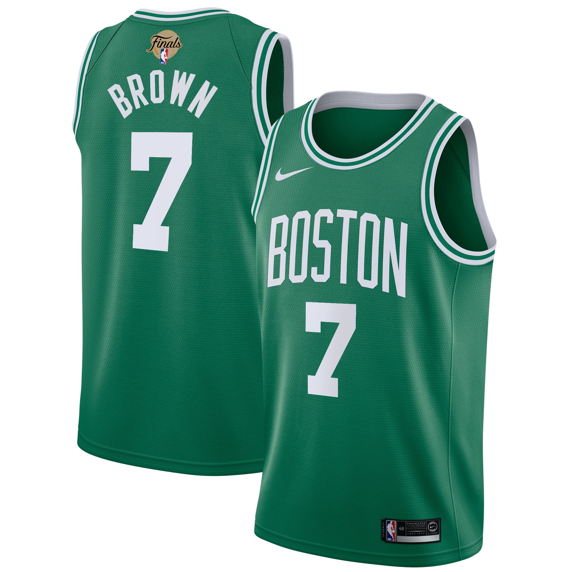 Boston Celtics Icon Edition Finals Patch 2024 Swingman Kelly Green Jaylen Brow NBA Jersey Youth