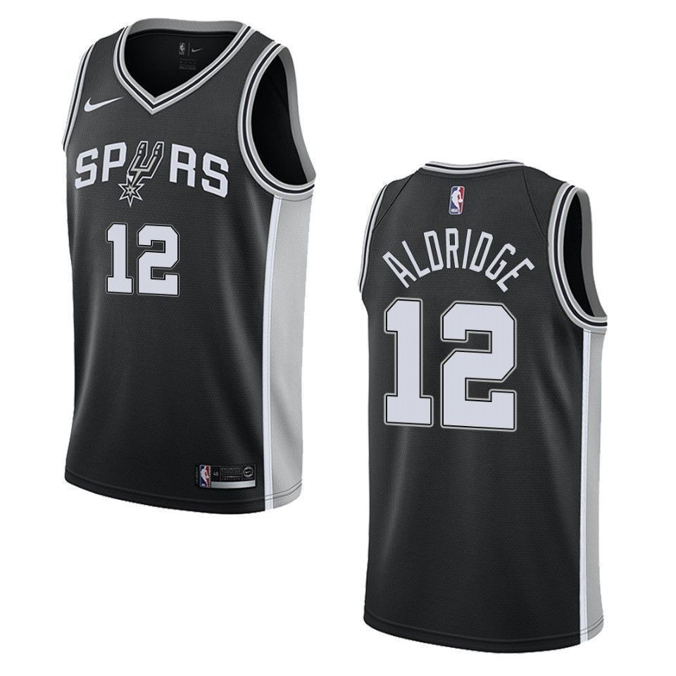San Antonio Spurs 12 Lamarcus Aldridge Icon Swingman Black NBA Jersey Men's