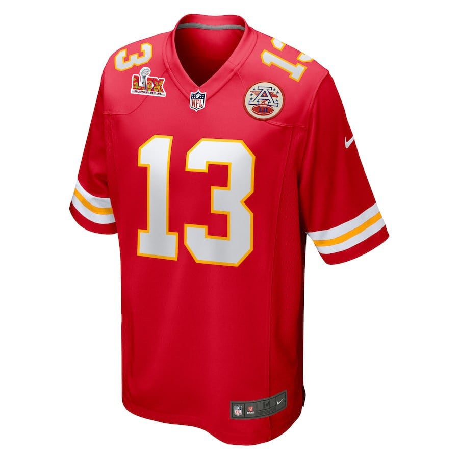 Nazeeh Johnson #13 Kansas City Chiefs Super Bowl LIX Red NFL Jersey Men's