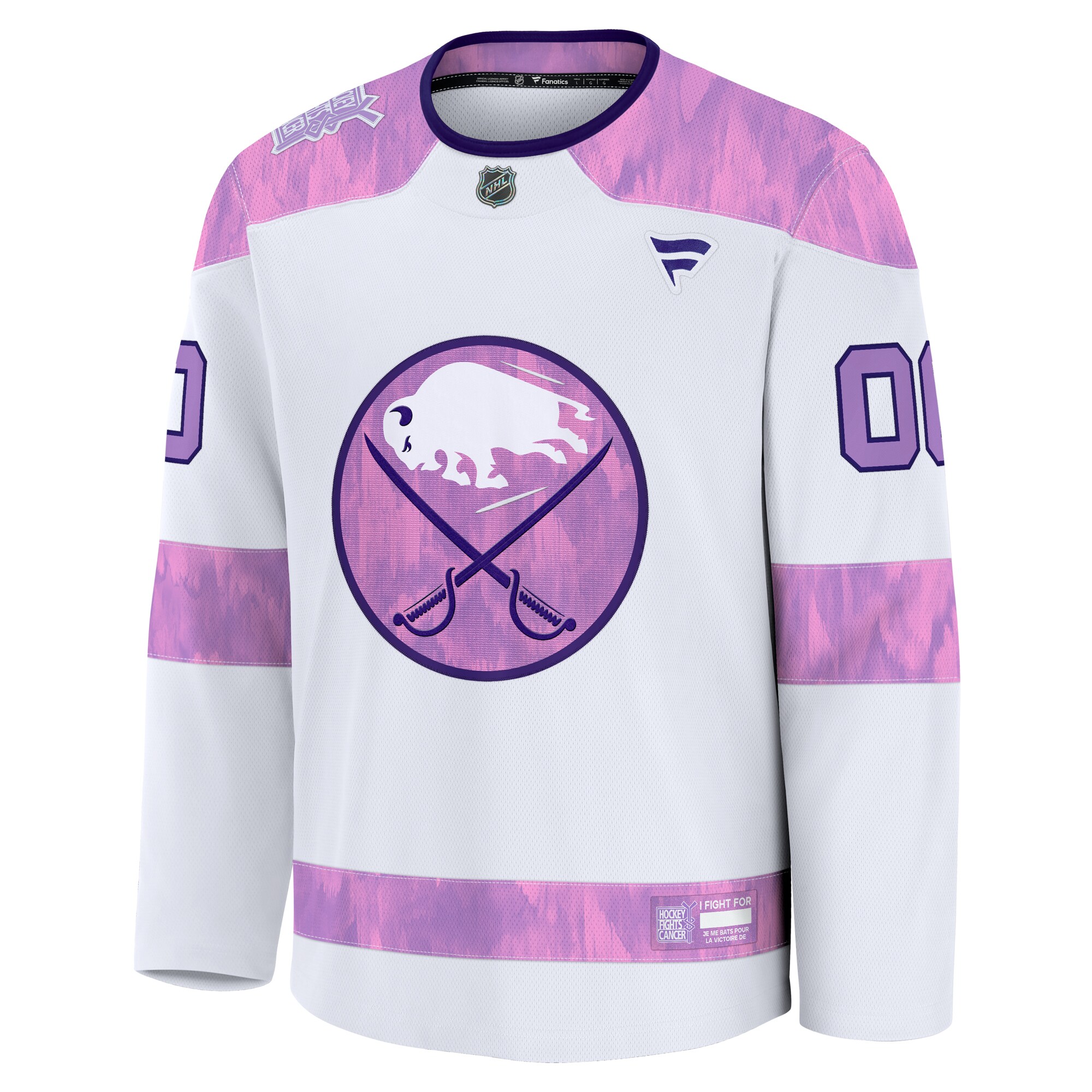 Buffalo Sabres White 2024 Fights Cancer Custom Practice NHL Jersey Men's