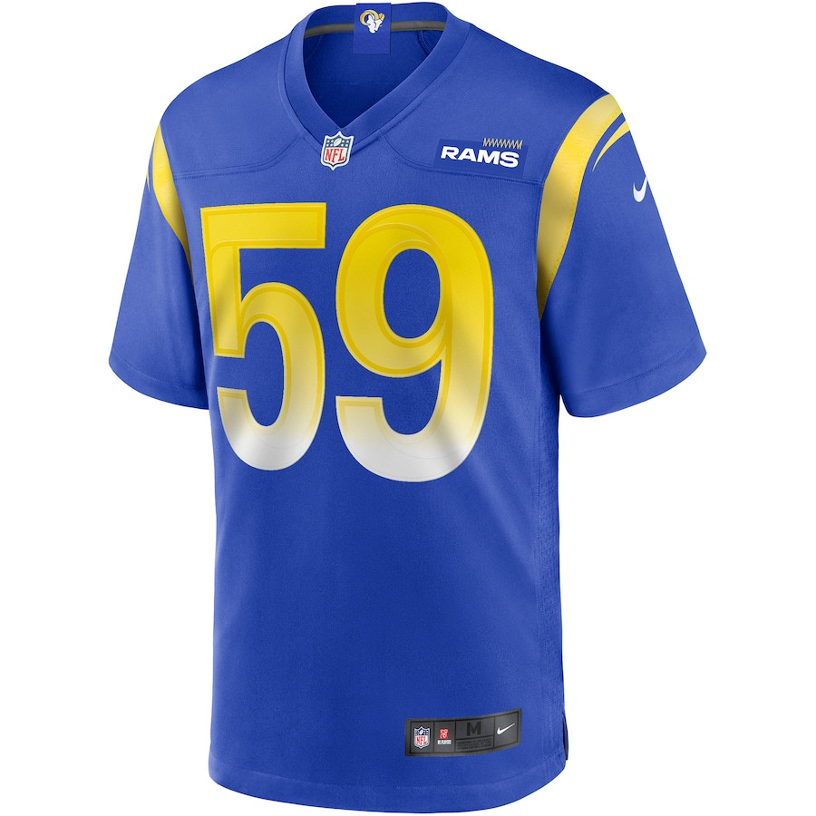 London Fletcher 59 Los Angeles Rams Game Retired Royal NFL Jersey Men's