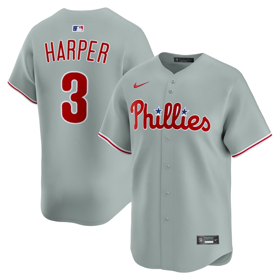 Bryce Harper 3 Philadelphia Phillies Alternate Limited Player Gray MLB Jersey Men's