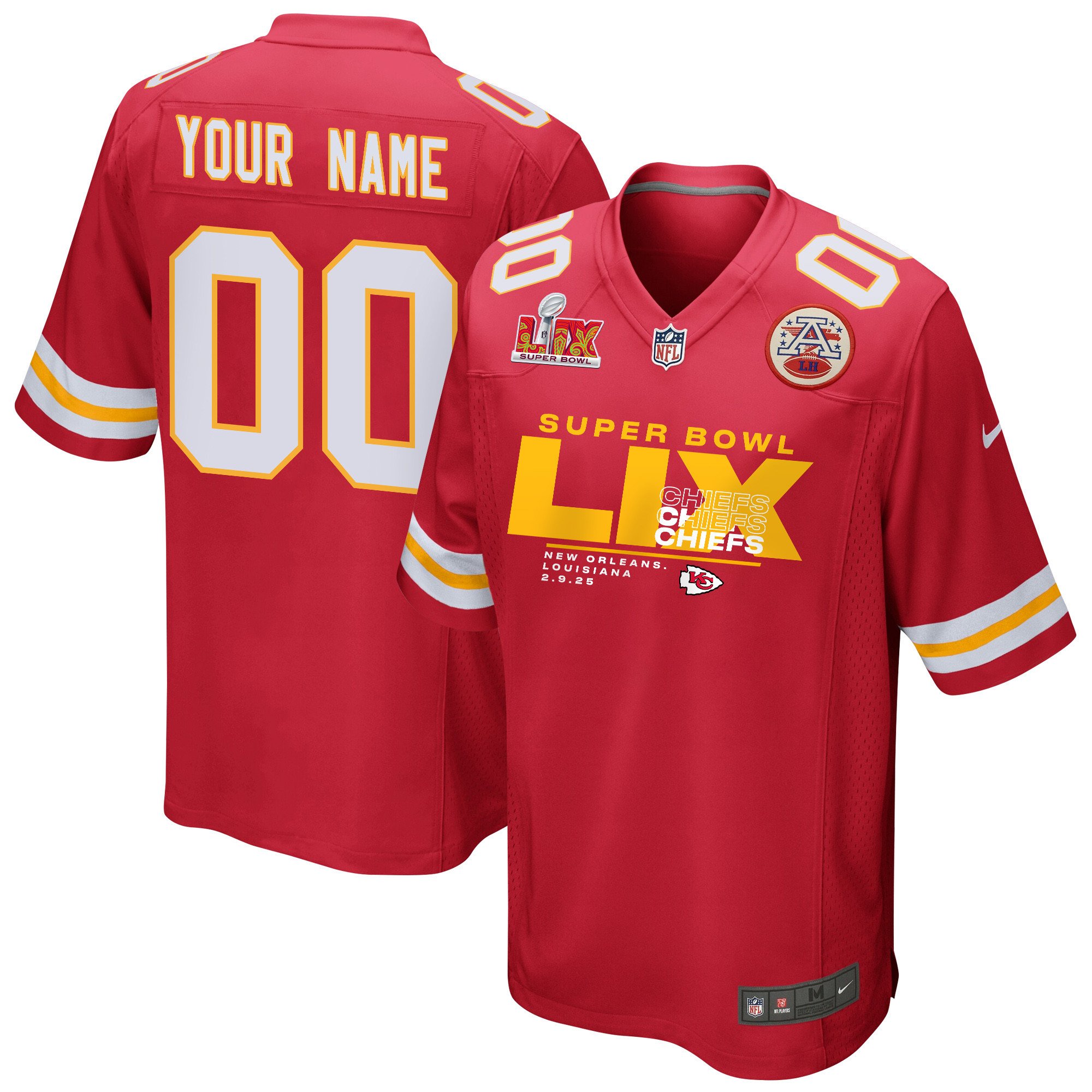 Kansas City Chiefs Super Bowl LIX New Orleans Game Red NFL Jersey Men's