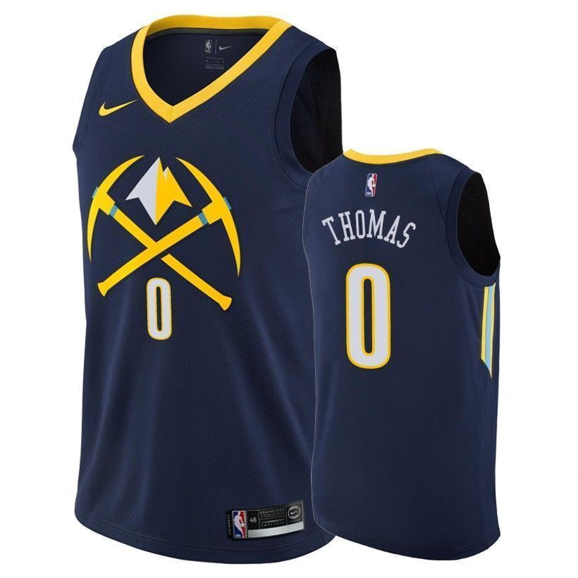 Denver Nuggets Isaiah Thomas 0 City Navy NBA Jersey Men's