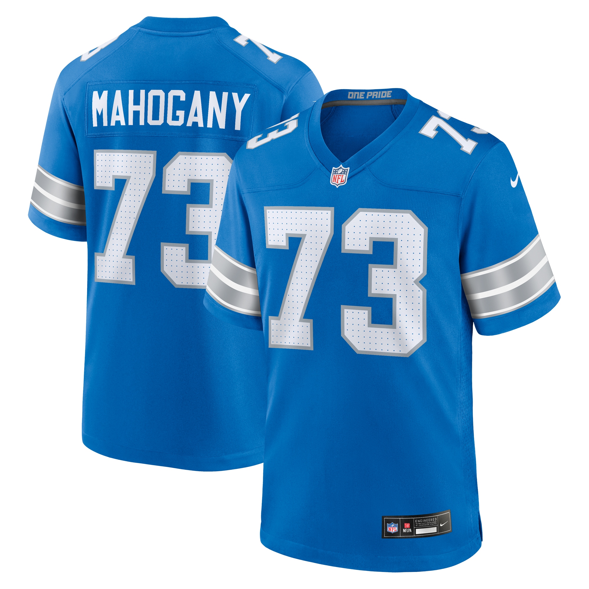 Detroit Lions Christian Mahogany Blue Team Game NFL Jersey Men's
