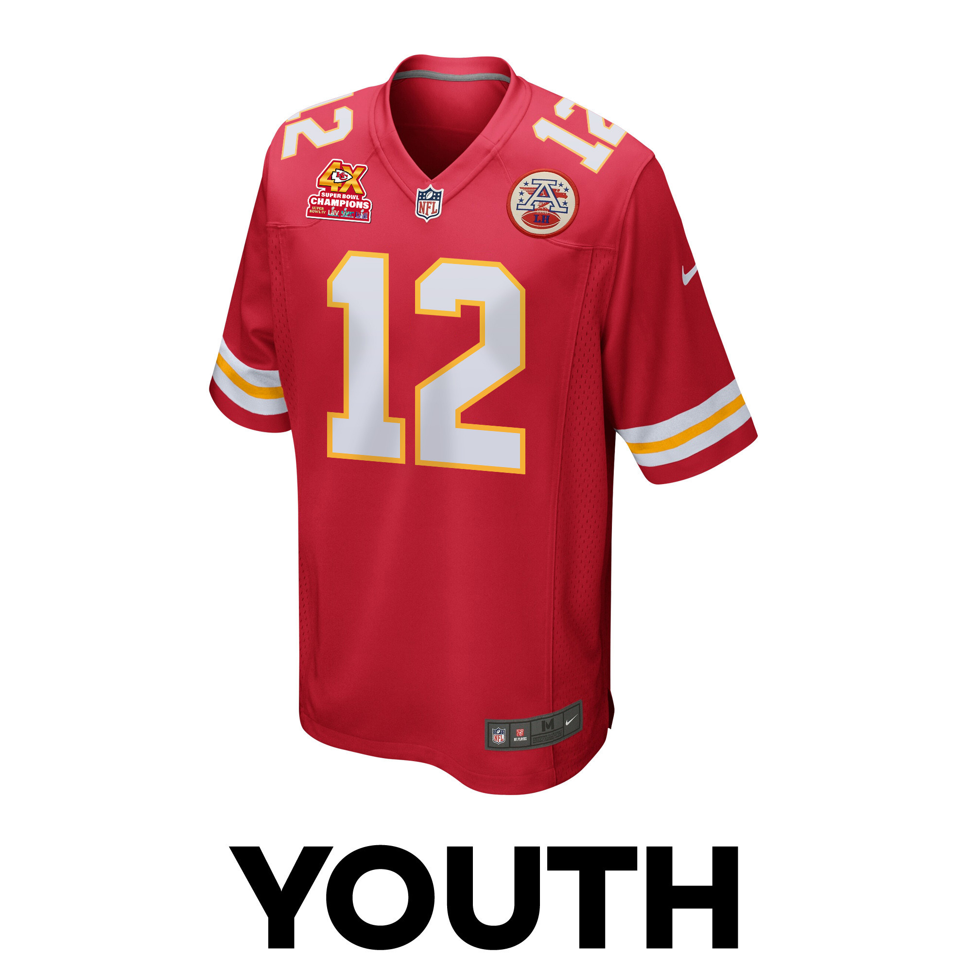 Mecole Hardman 12 Kansas City Chiefs Super Bowl LVIII Champions 4X Game Red NFL Jersey Youth