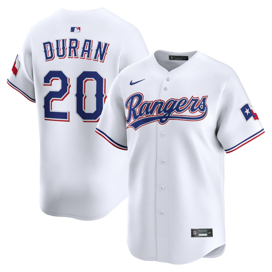Ezequiel Duran 20 Texas Rangers Alternate Limited Player White MLB Jersey Men's