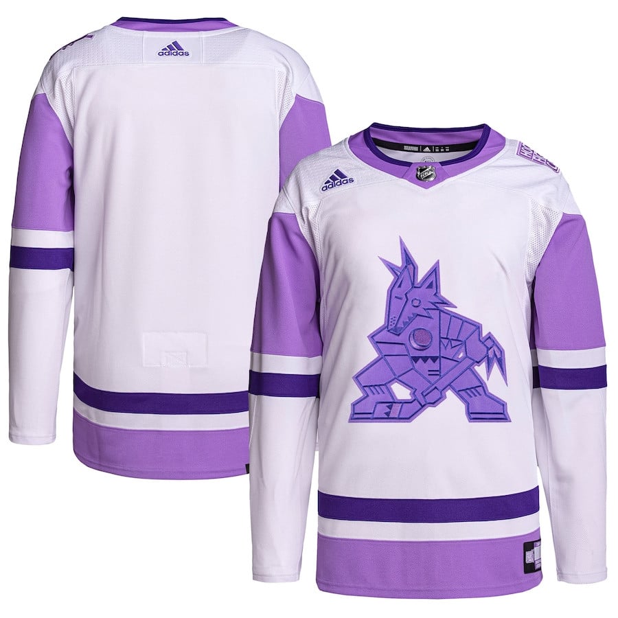 Arizona Coyotes Fights Cancer Primegreen White/Purple NHL Jersey Men's