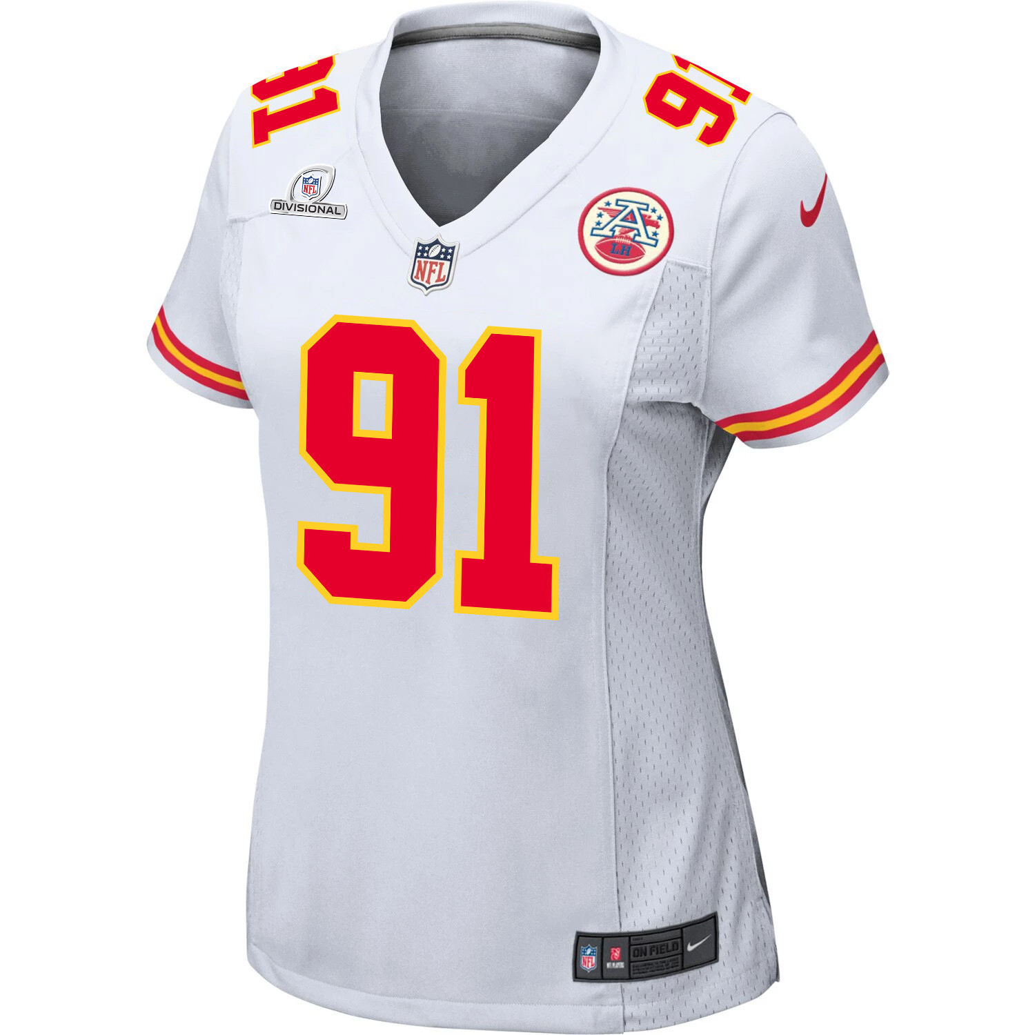 Derrick Nnadi 91 Kansas City Chiefs Super Bowl LVIII Patch Game White NFL Jersey Women's