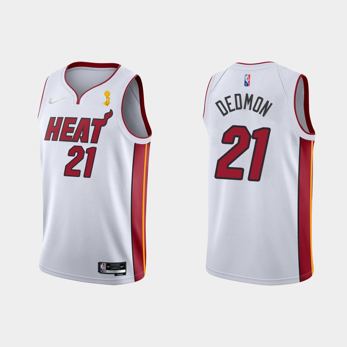 Miami Heat 21 Dewayne Dedmon Champions Cup 2023 Patc White NBA Jersey Men's