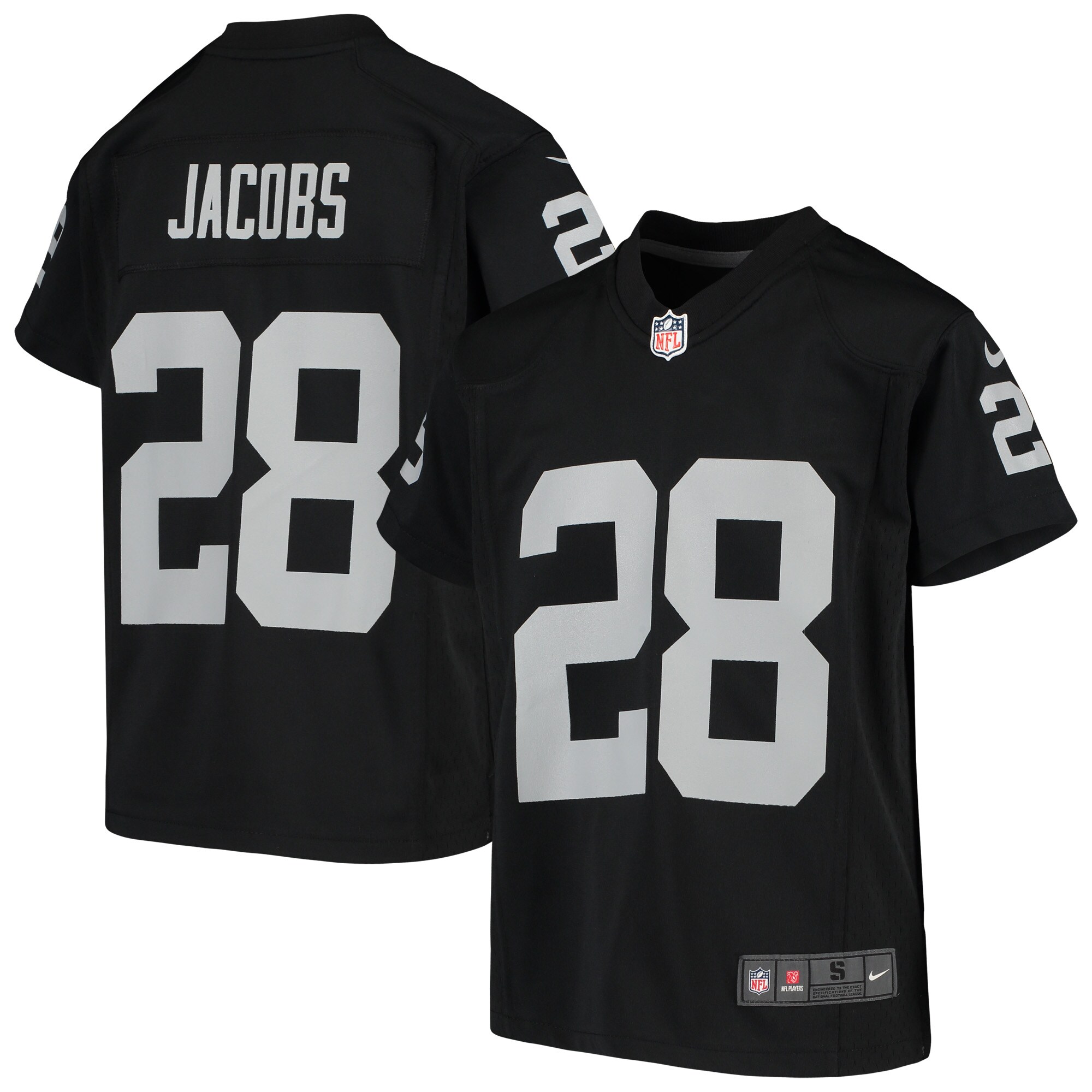 Las Vegas Raiders Josh Jacobs Black Game NFL Jersey Youth