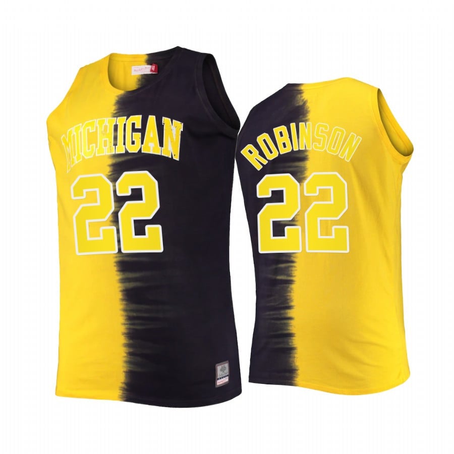 Duncan Robinson 22 Michigan Wolverines Navy Maize Classic Tie-Dye Color Crash NCAA Jersey Men's