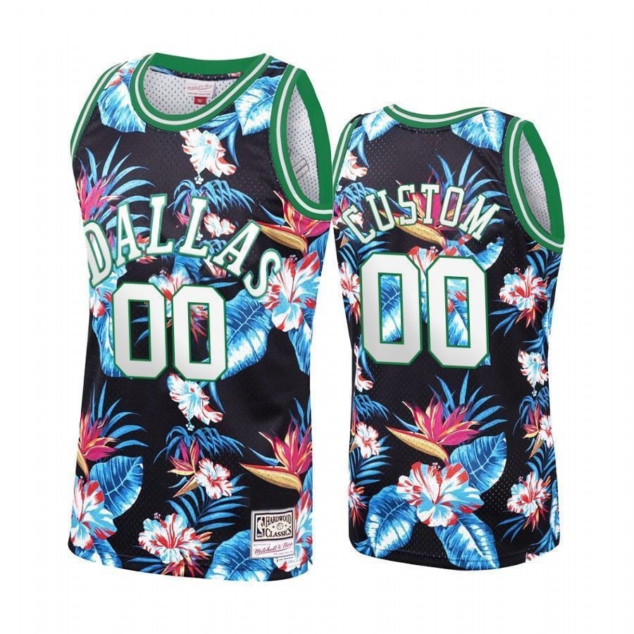 Dallas Mavericks Custom 00 Floral Fashion NBA Jersey Men's