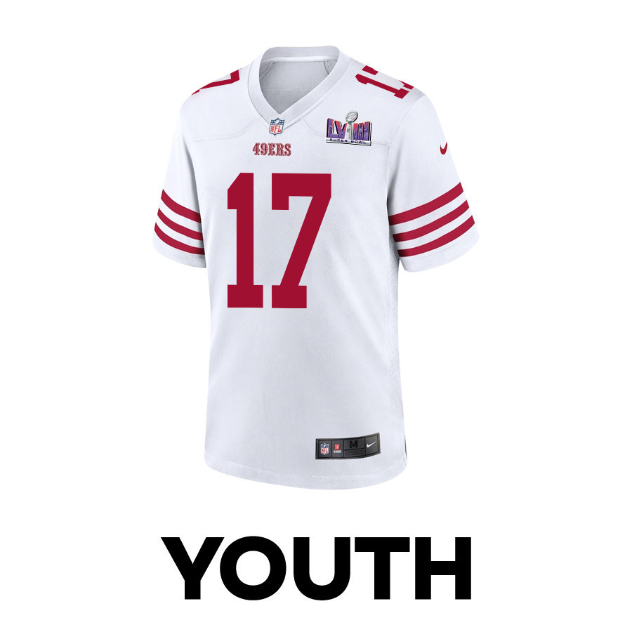 Brandon Allen 17 San Francisco 49ers Super Bowl LVIII Patch Game White NFL Jersey Youth