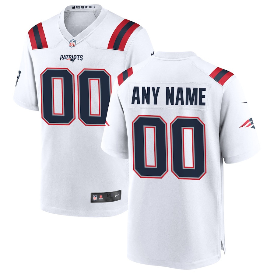 New England Patriots Custom Game White NFL Jersey Men's