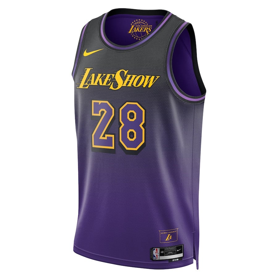 Rui Hachimura 28 Los Angeles Lakers Unisex 2024/25 Swingman Player City Edition Purple NBA Jersey Unisex