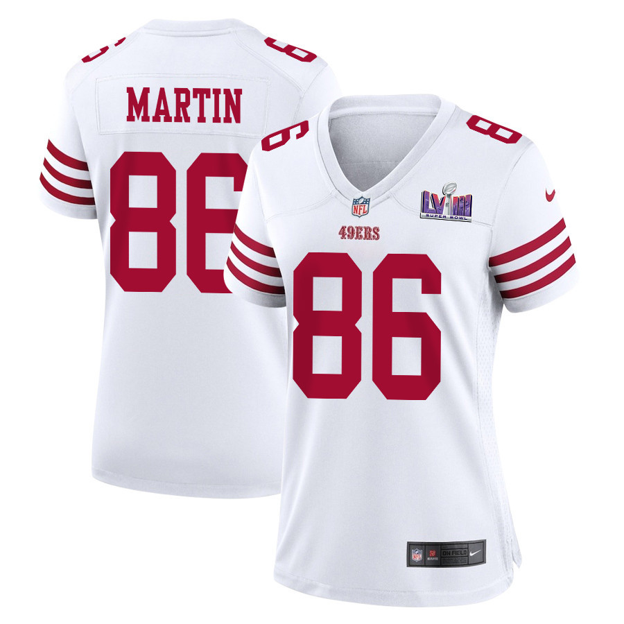 Tay Martin 86 San Francisco 49ers Super Bowl LVIII Patch Game White NFL Jersey Women's