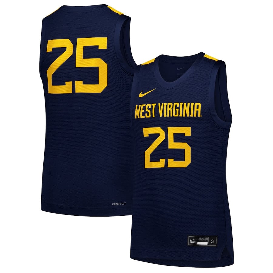 West Virginia Mountaineers Navy #25 NCAA Jersey Men's