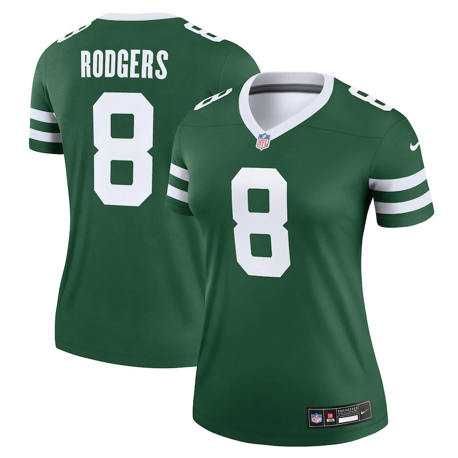 Aaron Rodgers 8 New York Jets Alternate Legend, Legacy Green NFL Jersey Women's