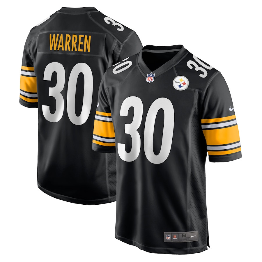 Jaylen Warren 30 Pittsburgh Steelers Alternate Game Black NFL Jersey Men's