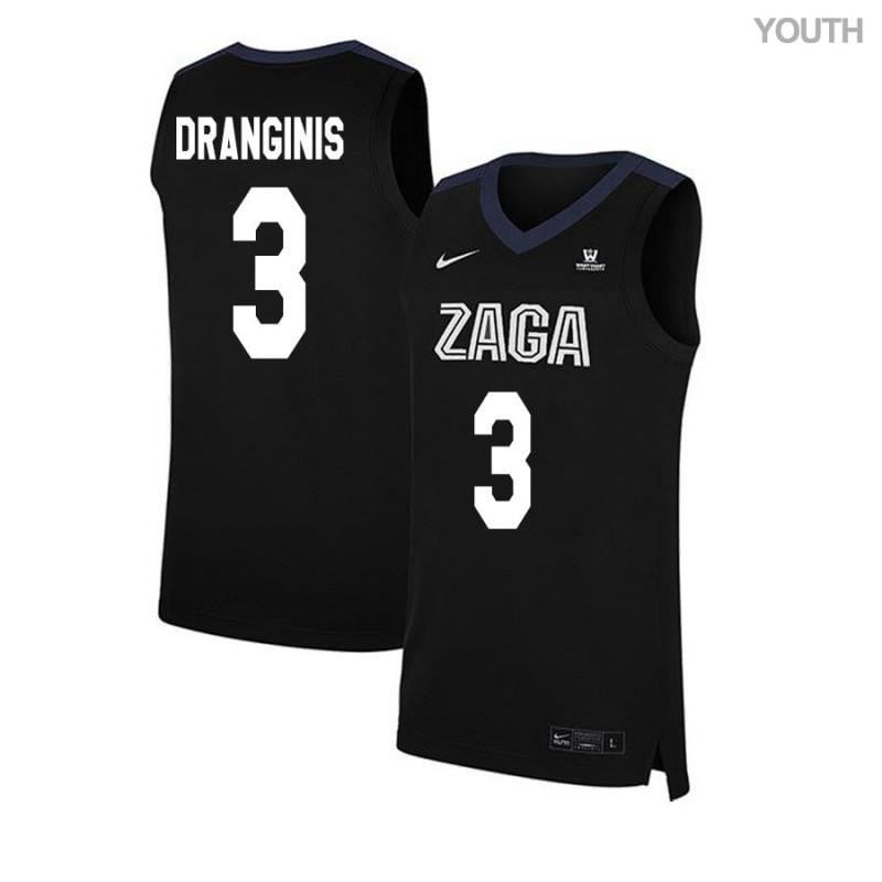 3 Kyle Dranginis Black Elite Gonzaga Bulldogs NCAA Jersey Youth