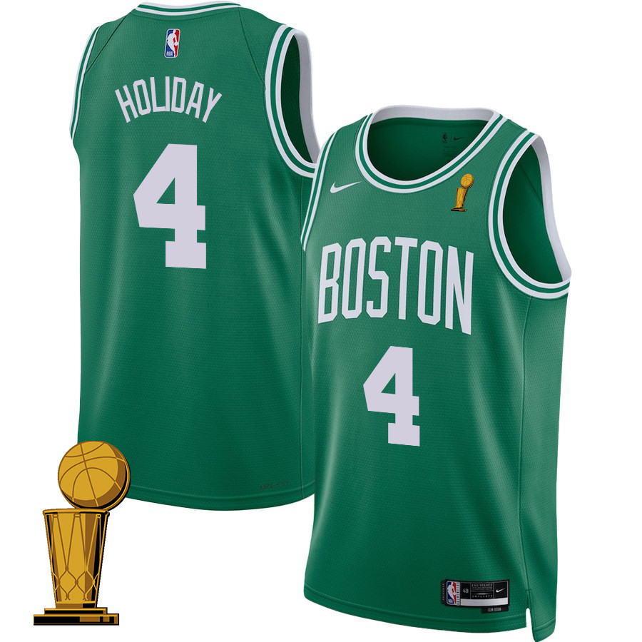 Jrue Holiday 4 Boston Celtics 2024 FINALS CHAMPIONS Icon Edition Kelly Green NBA Jersey Men's