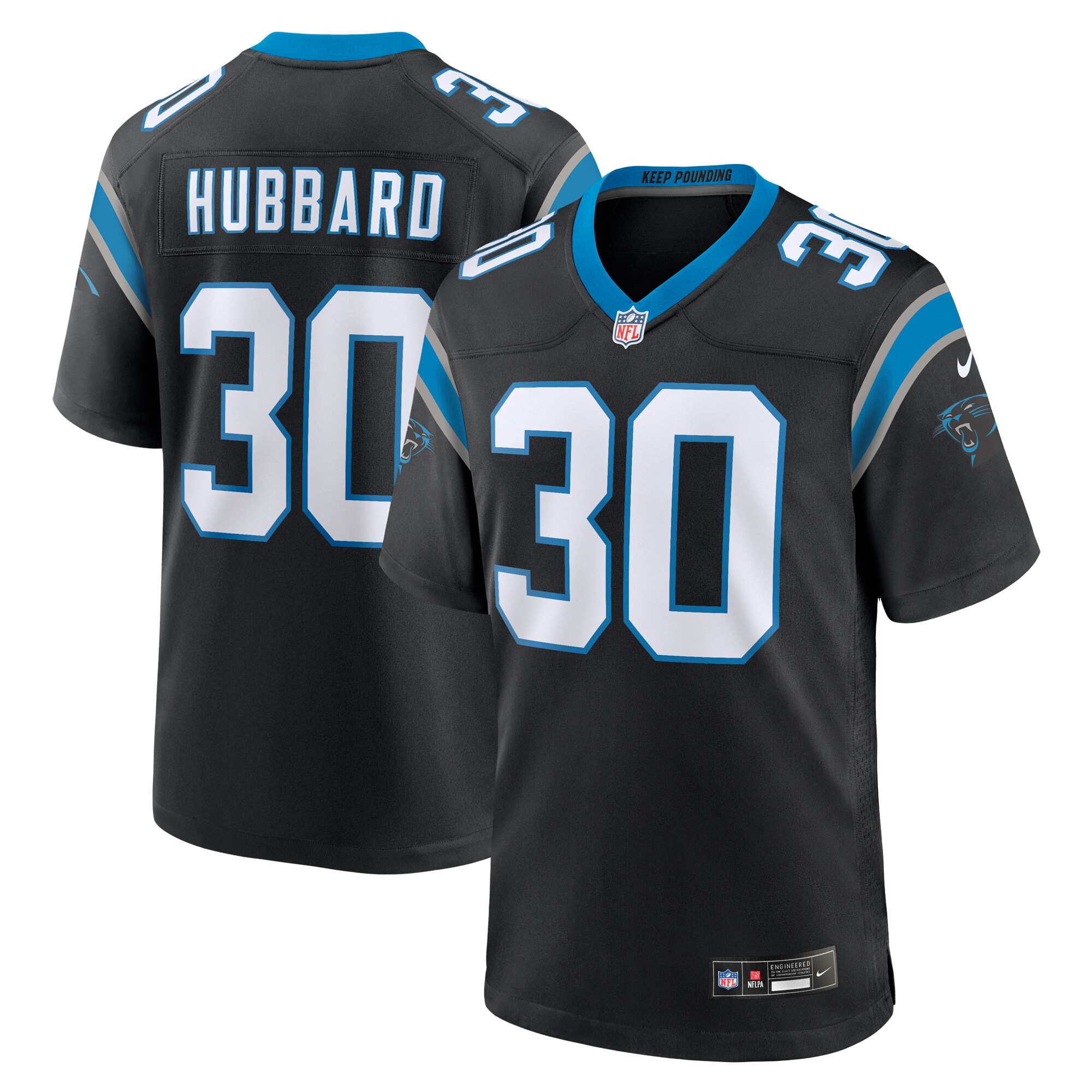 Carolina Panthers Chuba Hubbard Black Team Game NFL Jersey Men's