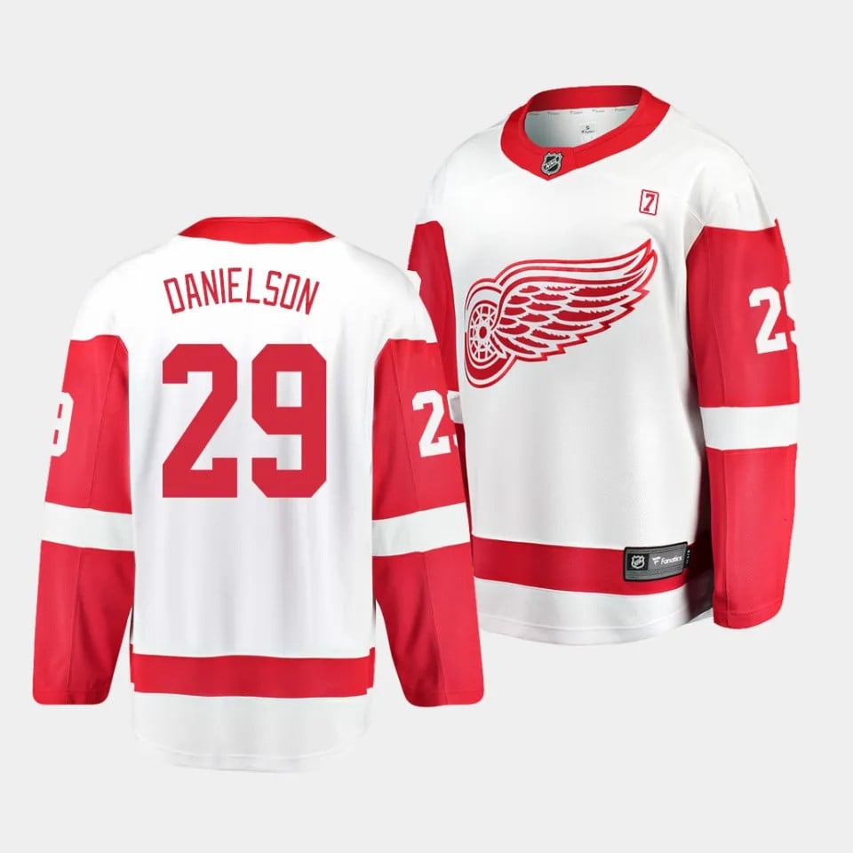 Nate Danielson #29 Detroit Red Wings 2023 Draft Away White NHL Jersey Men's