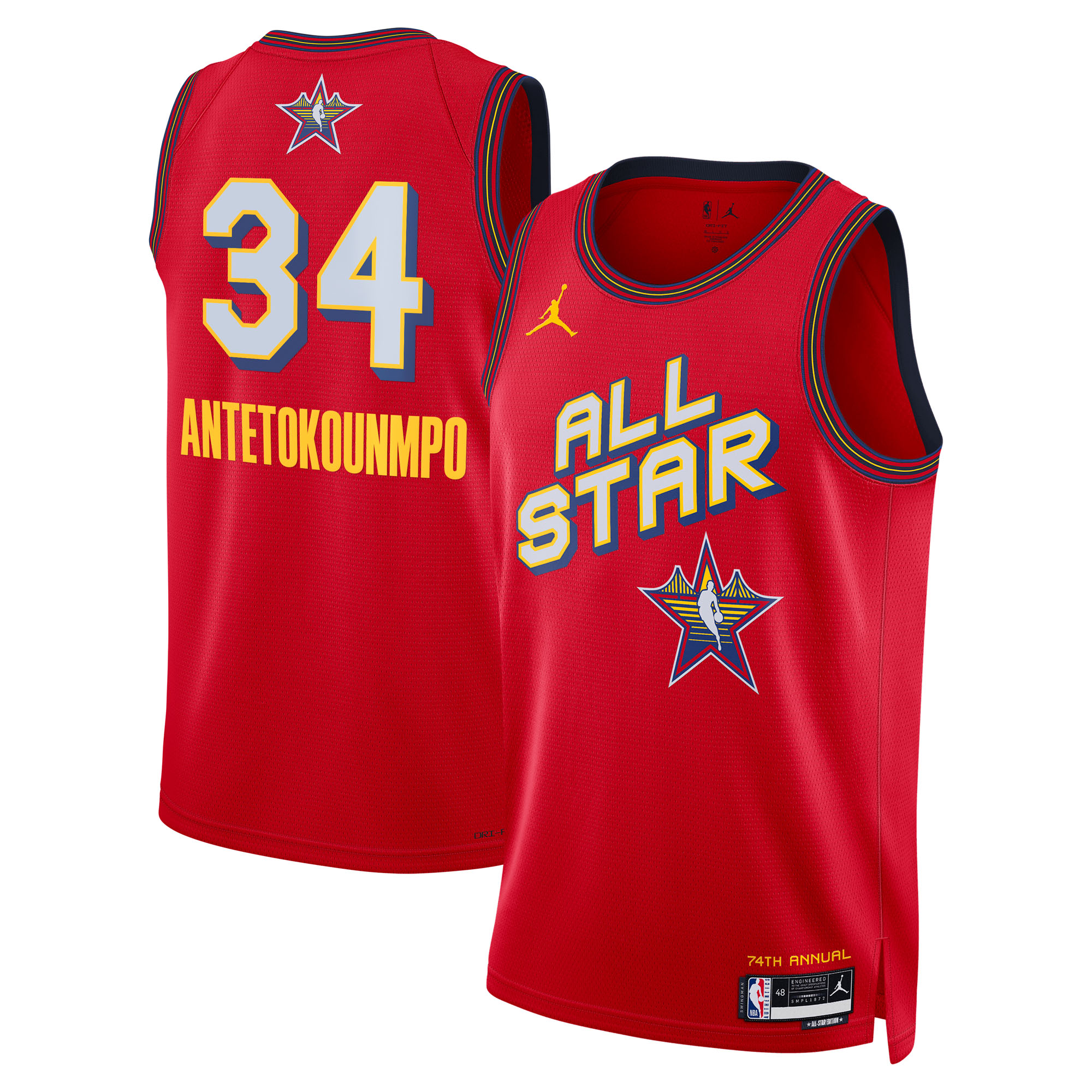 NBA Jordan Brand All Star 2025 Swingman Red Giannis Antetokounmp Unisex NBA Jersey Unisex