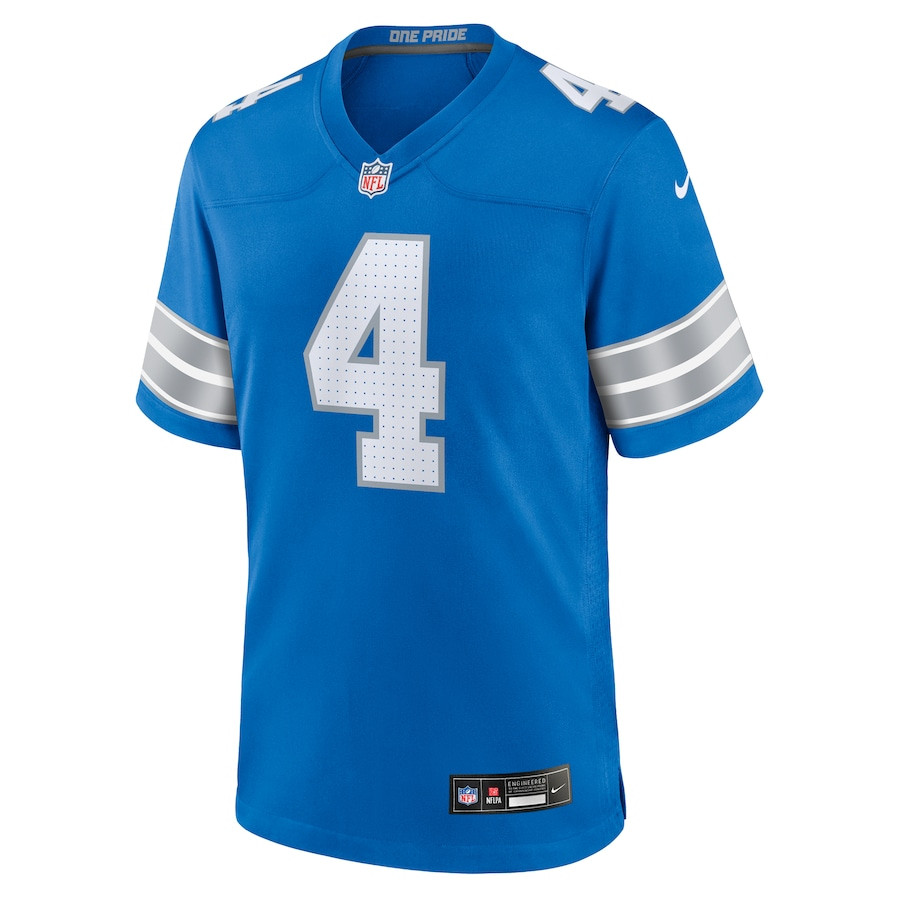 Emmanuel Moseley 4 Detroit Lions Team Game Blue NFL Jersey Men's