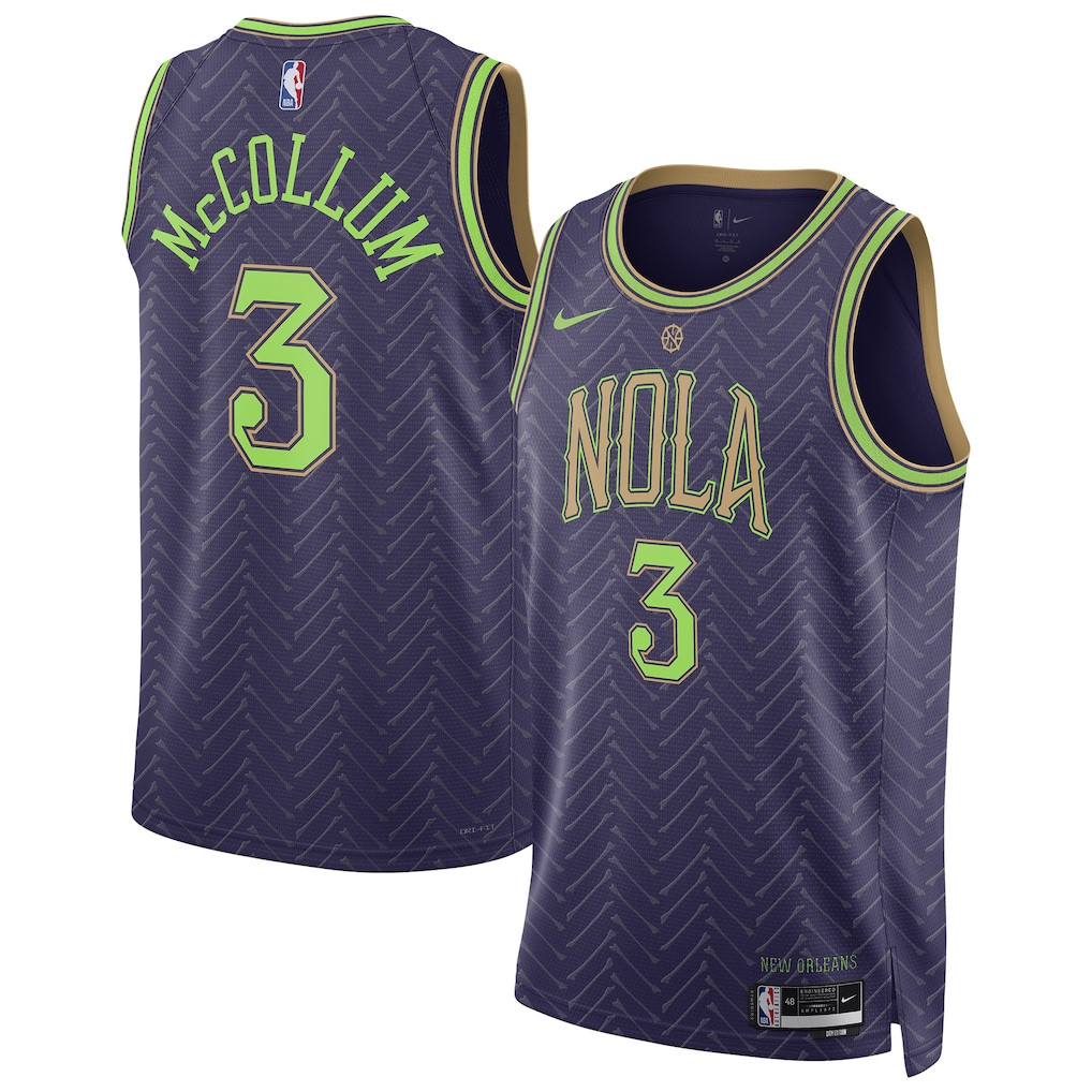 CJ McCollum 3 New Orleans Pelicans Unisex 2024/25 Swingman Player City Edition Purple NBA Jersey Unisex