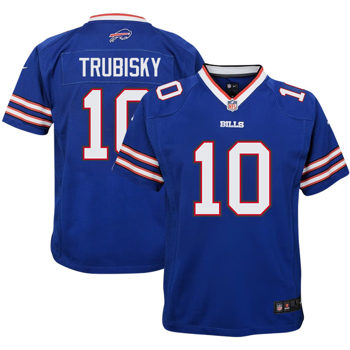 Mitch Trubisky 10 Buffalo Bills Team Game Royal NFL Jersey Youth