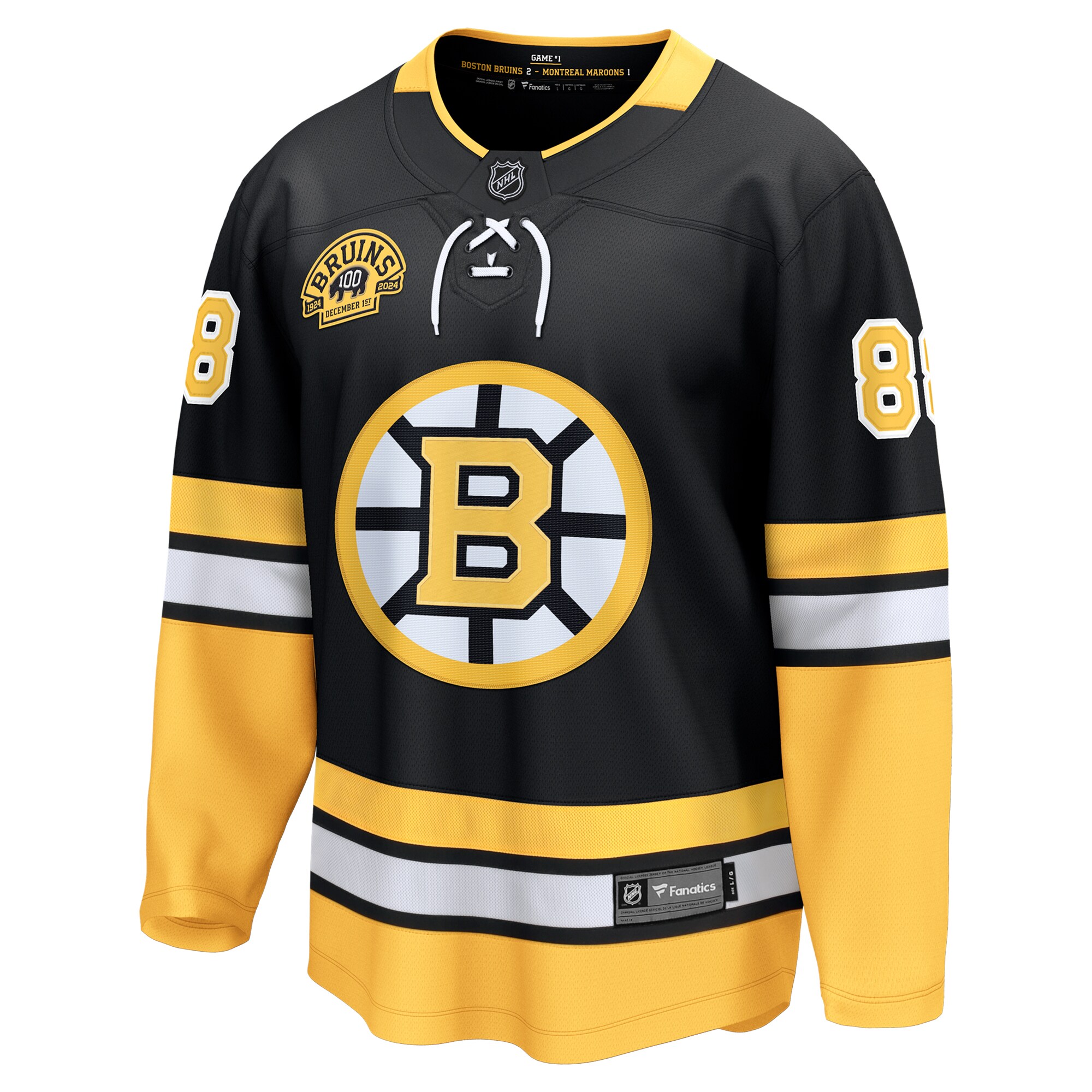 Boston Bruins David Pastrnak Black 100th Anniversary Premier Breakaway Player NHL Jersey Men's