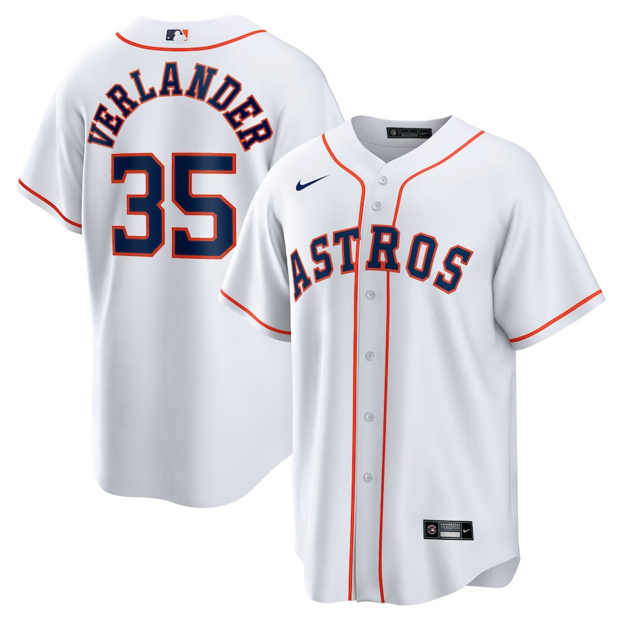 Justin Verlander 35 Houston Astros Home White MLB Jersey Men's